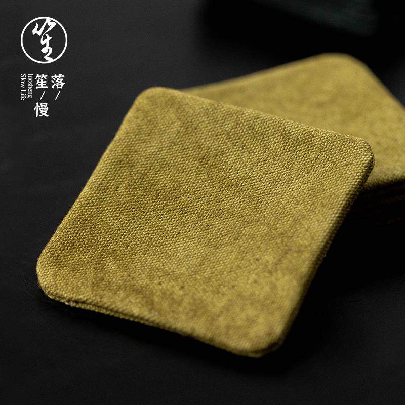落笙棉麻茶杯垫托双面隔热茶巾布日式纯手工防烫垫子高档茶道配件