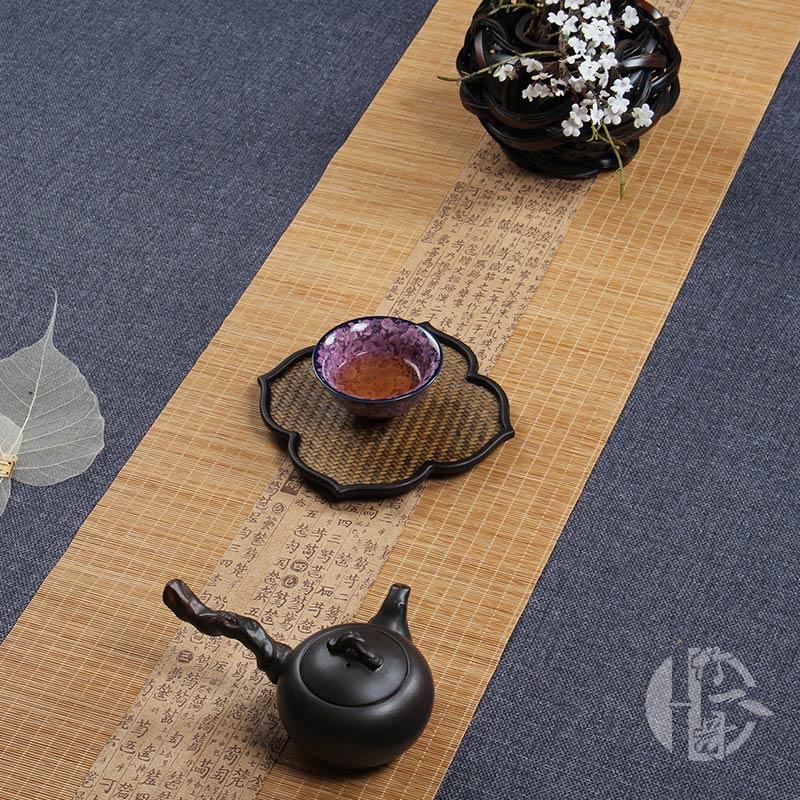 茶席竹席麻布小茶杯垫隔热垫禅意茶盘垫布艺中式茶道功夫茶具配件