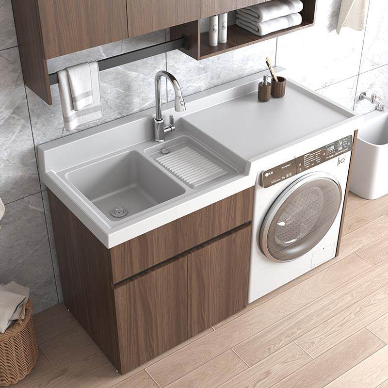 蜂窝铝洗衣机柜一体阳台洗衣池台盆带搓板伴侣定制木纹洗衣柜组合,家装主材,浴室柜组合,淘宝优惠券,粉丝福利购,淘宝优惠卷