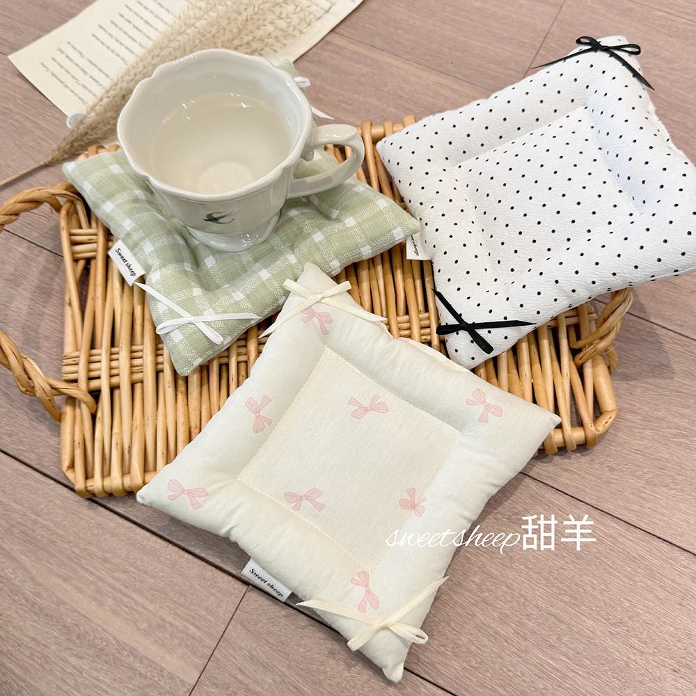 粉色蝴蝶结少女心ins夹棉杯垫隔热垫防烫桌面杯垫拍摄道具