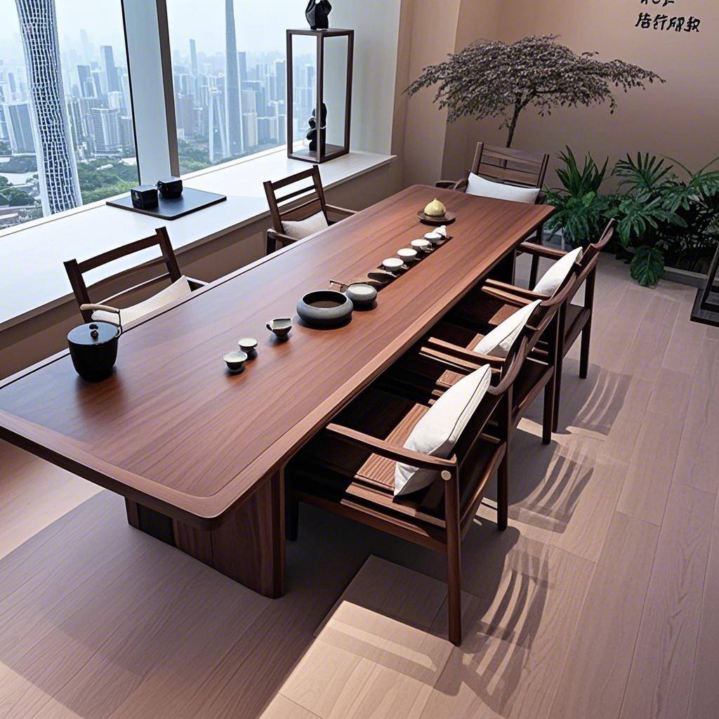 2025新中式禅意黑胡桃白蜡木茶桌椅家用茶室酒店民宿办公室茶台