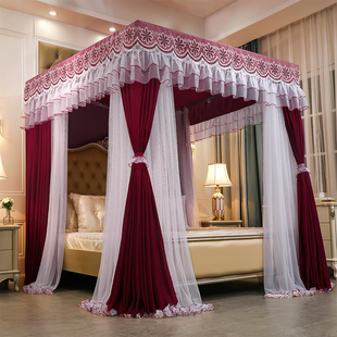 高级蚊帐家用卧室遮光防尘床帘一体2024新宫廷落地公主风18m床幔