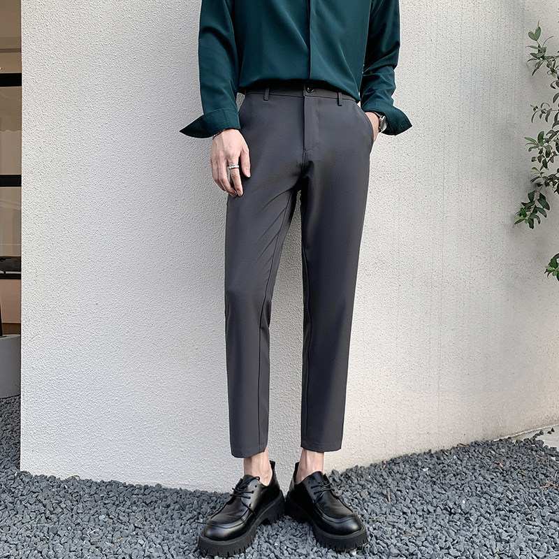 秋夏高弹力西裤男士休闲长裤子男坠感修身直筒商务男九分裤子,男装,西裤,淘宝优惠券,粉丝福利购,淘宝优惠卷
