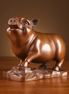 铜欣祥 紫铜生肖猪 纯铜猪摆件工艺品客厅摆设家居装饰品