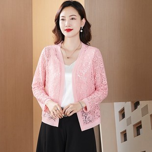 配裙子吊带裙子上衣 旗袍外搭开衫 蕾丝披肩防晒衣女短外套夏季 薄款