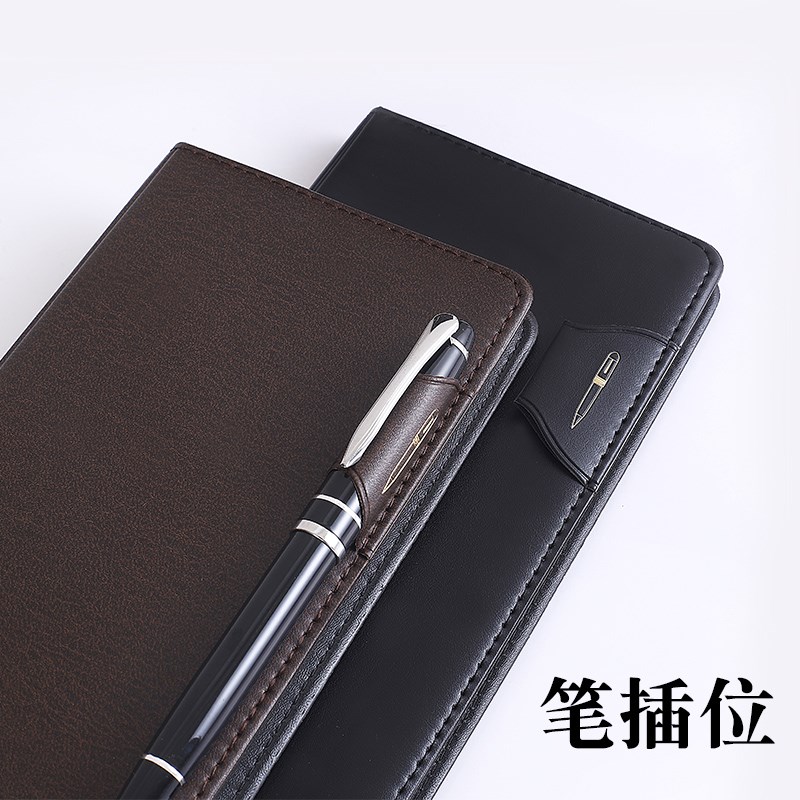 博文192页商务笔记本子/A5皮面记事本/会议记录本/创意封面带笔插