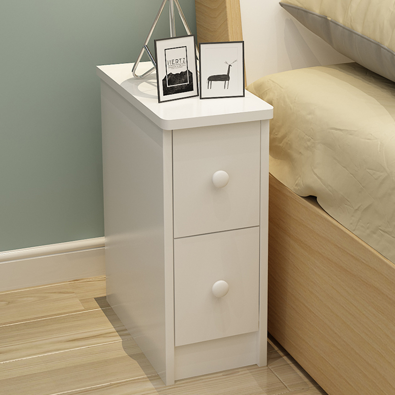 【卧室神器】20/25/30/35/40cm迷你床头柜小户型超窄带锁白色圆角
