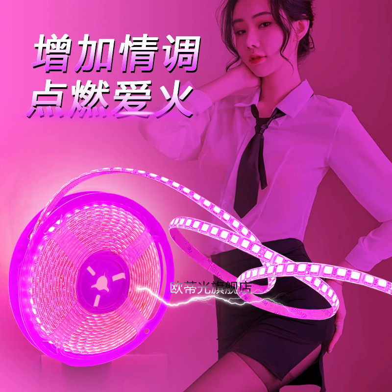 浪漫粉色12V24V粉红色灯带LED粉光紫灯条24伏瑰红色超薄贴片220V,家装灯饰光源,室内LED灯带,淘宝优惠券,粉丝福利购,淘宝优惠卷