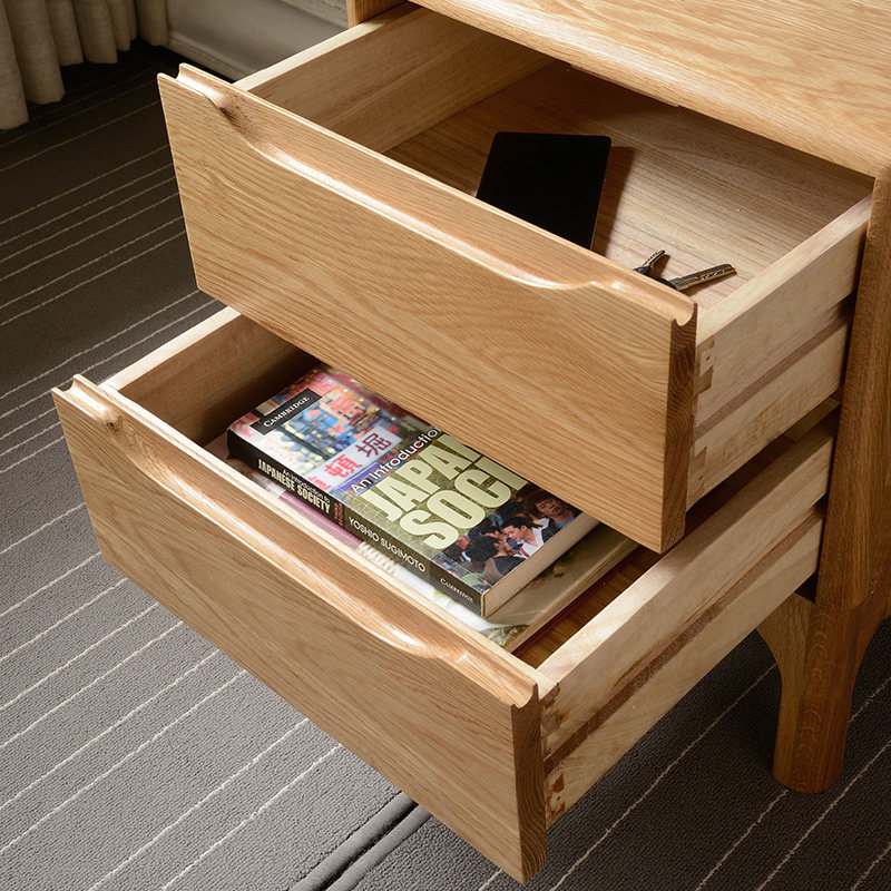 华谊家具北欧全实木床头柜橡木日式卧室床边柜原木柜子收纳储物柜