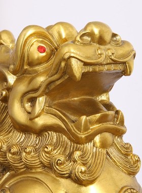 黄铜貔貅办公室店铺开业饰品家居摆件金属金钱貔貅黄铜工艺品
