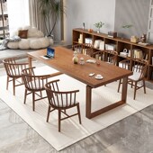 客厅实木大书桌白蜡木餐桌一体家用办公长桌学习阅读桌写字书法桌