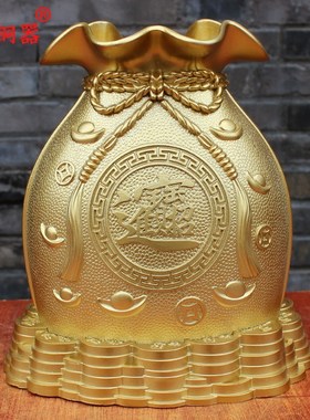 宇卓铜器 纯铜钱袋 黄铜福到钱袋 金钱袋存钱罐客厅商铺桌面摆件