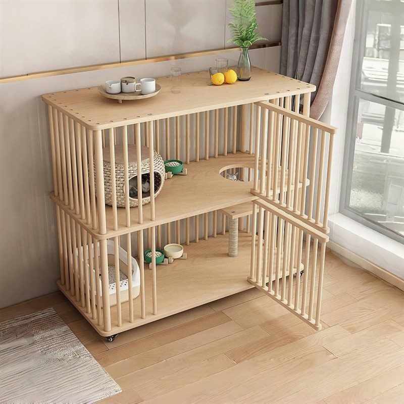 实木猫柜猫窝透气四季通用单层猫笼超大室内多猫咪家用实用猫别墅