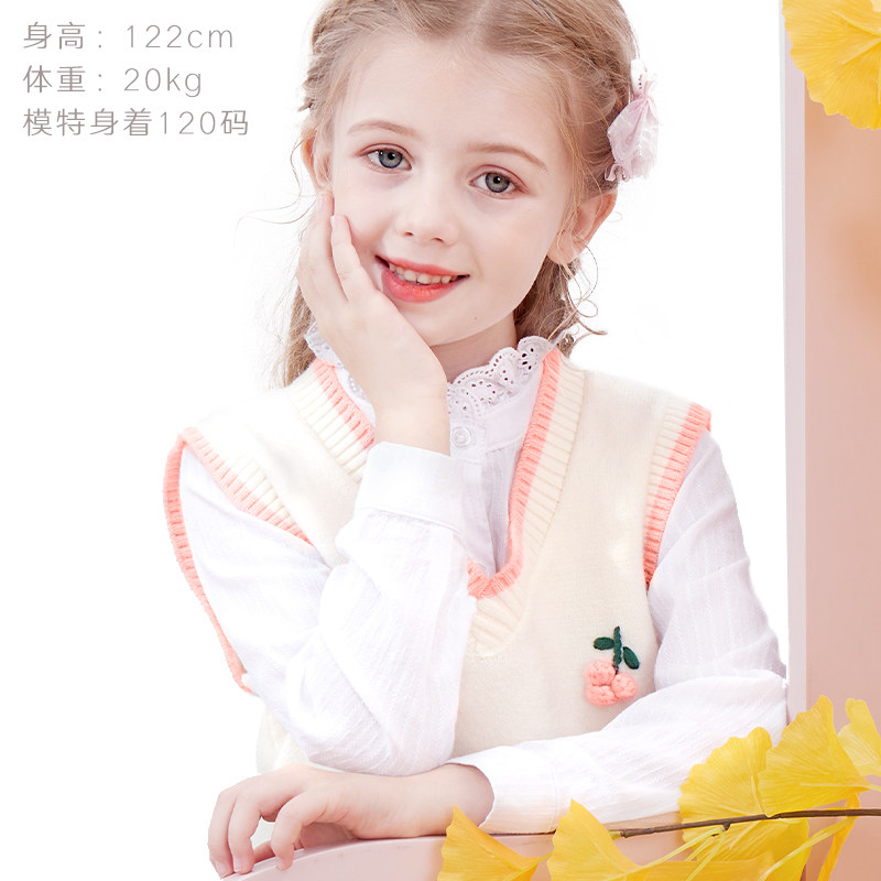 女童马甲儿童春秋新款毛衣针织衫女孩加绒保暖毛线衣打底大童背心