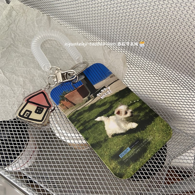 飞奔修狗卡套可爱拍立得三寸门禁保护套透明身份证交通学生证件