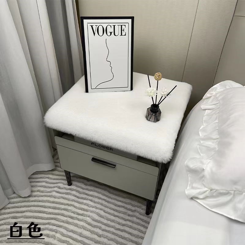 仿羊毛桌布卧室床头柜长毛绒垫子餐桌布书桌垫茶几台布椅垫展台垫