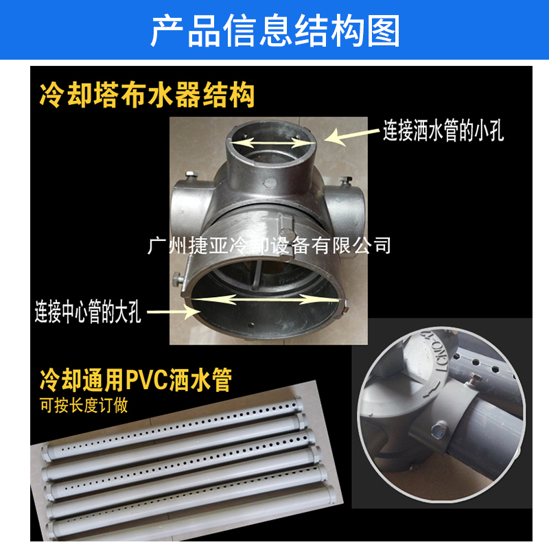 冷却塔转头铝合金喷头洒水管布水器挡水板出水杆菱电菱和良机