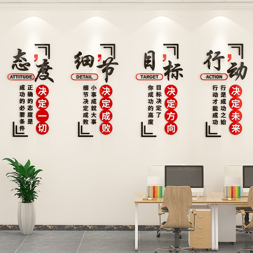 企业办公室饰团队励志文字标语态度细标行动