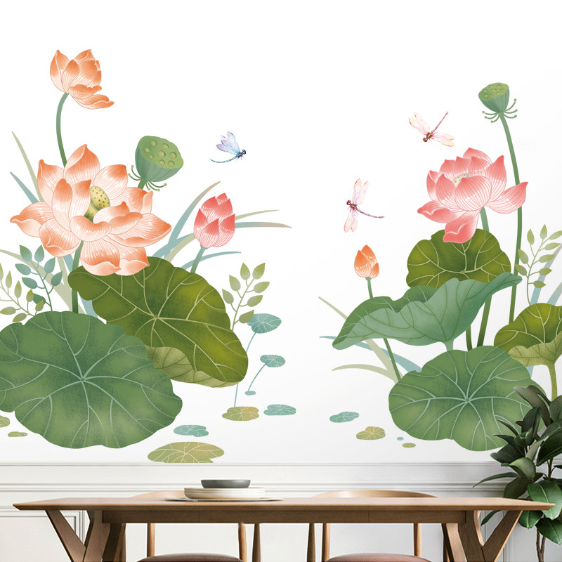荷自粘纸墙沙发背景墙装饰画墙纸卧室床头温馨墙面墙壁画,家居饰品,软装墙贴,淘宝优惠券,粉丝福利购,淘宝优惠卷
