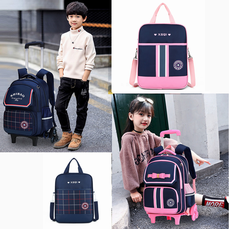 儿童拉杆书包小学生女孩周岁女童5四年级防水爬楼拖拉