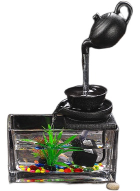 悬壶循环流水摆件配件搭配玻璃小鱼缸喷泉加湿器客厅办公室桌面