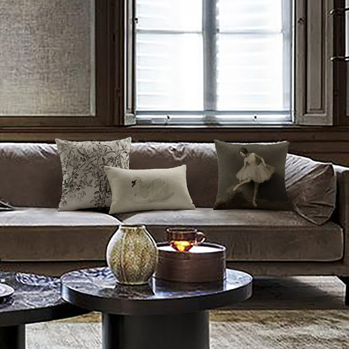 欧式复古天鹅芭蕾艺术客厅中古沙发抱枕靠垫文艺靠枕靠背卧室枕