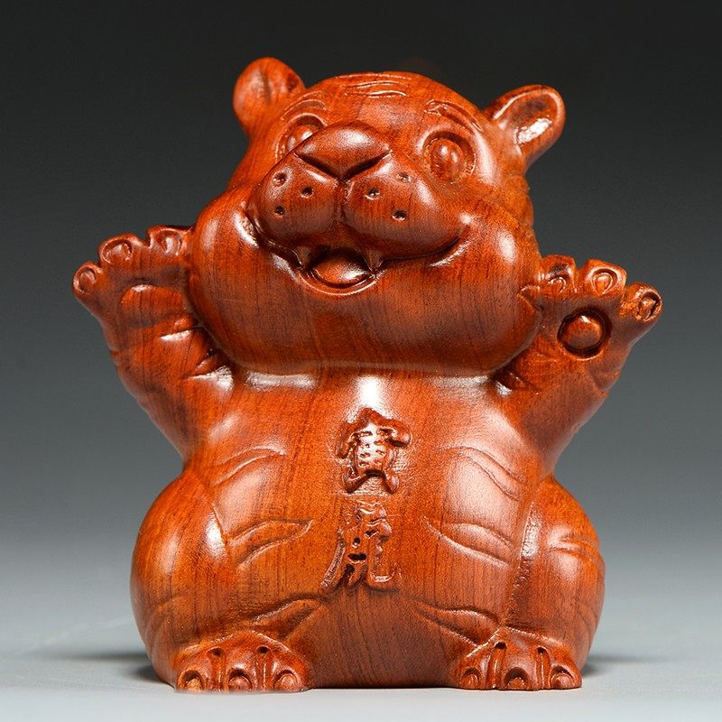 木雕刻十二生肖三合生肖鼠牛虎兔龙蛇马羊猴鸡狗猪装饰工艺品