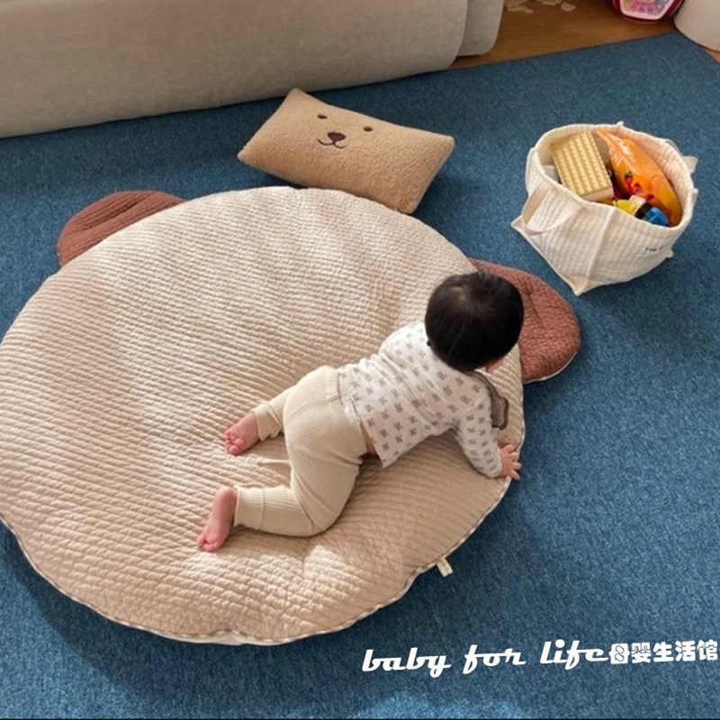 韩国刺绣新生婴幼儿儿童帐篷地垫圆形 宝宝爬行垫防滑地垫