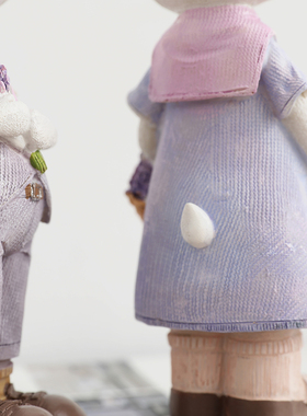 韩式紫色呆萌兔吊脚娃娃创意礼品家居工艺品装饰儿童房样板间