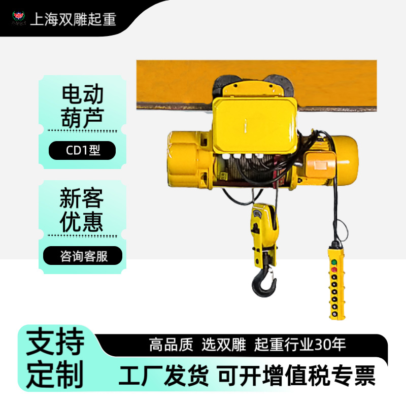 定制电葫芦0.5吨1吨CD型钢丝绳电动葫芦环链链条2吨3吨防爆高效能