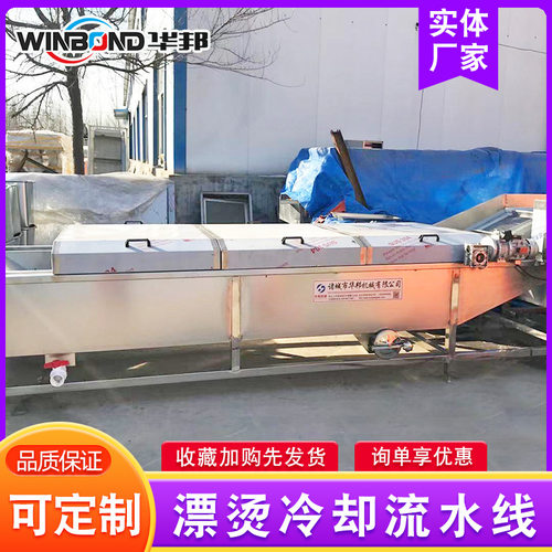 蔬菜杀青漂烫机 全自动海鲜蒸煮冷却设备 金针菇香菇焯水流水线