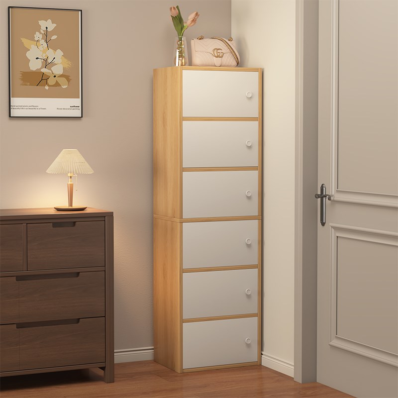 窄款书柜落地书架客厅多层防尘带门置物架家用高立柜收纳柜储物柜