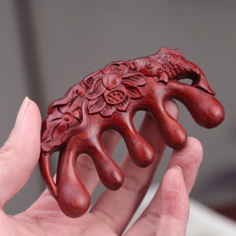 宝宝周岁梳子刻字可爱小梳子女天然紫檀木梳儿童生日礼物婴儿一岁