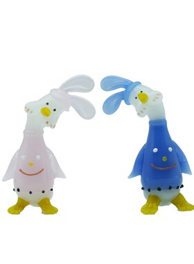 琉璃手工艺品可爱歪头情侣鸭桌面摆件治愈解压微笑鸭创意手办礼物