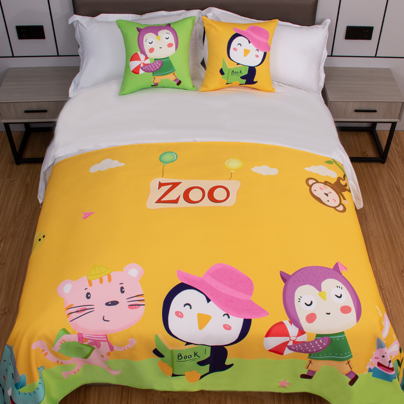 星级酒店亲子房儿童房布置品质双层加厚卡通四季通用床盖床尾巾