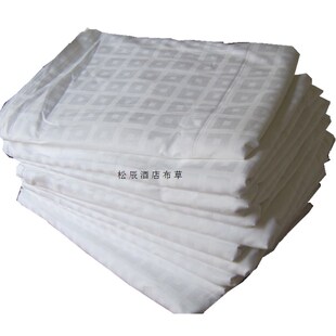 纯棉 涤棉 全棉 厂家白色 枕套大回字格 酒店布草 床品 宾馆