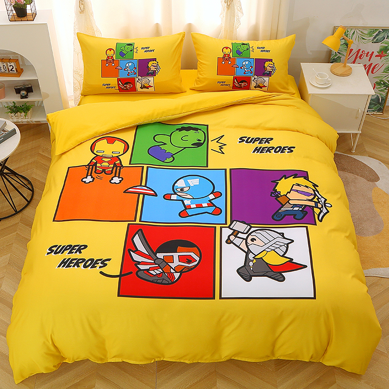 钢铁蜘蛛侠四件套儿童床上用品单人学生三件套女童公主被套罩床单