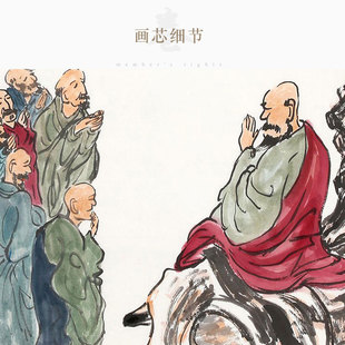 寒山问拾得卷轴挂画 高僧对话书法 禅意书房装饰字画绢布画可定制