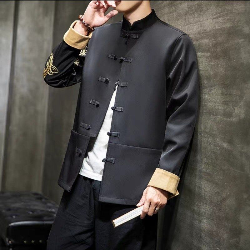 24C9B6秋冬新中式中山装棉衣中国风修身立领盘扣唐装夹棉复古外套,男装,唐装,淘宝优惠券,粉丝福利购,淘宝优惠卷