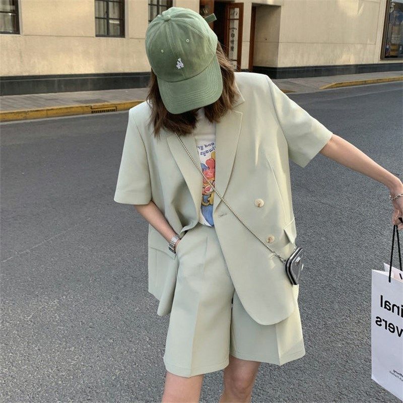 单件/套装 2024春夏季薄款休闲宽松短袖西装外套女西装短裤两件女,女装/女士精品,时尚套装,淘宝优惠券,粉丝福利购,淘宝优惠卷
