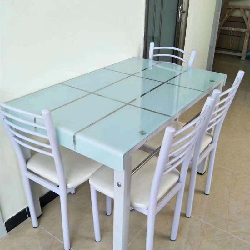 小户型餐桌家用钢化玻璃餐桌椅组合 现代简约4人长方形饭桌子北京
