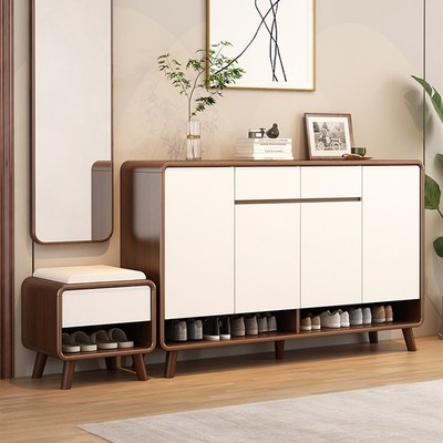 实木鞋柜门口家用收纳柜大容量室内入户门玄关一体楼道走廊储物柜