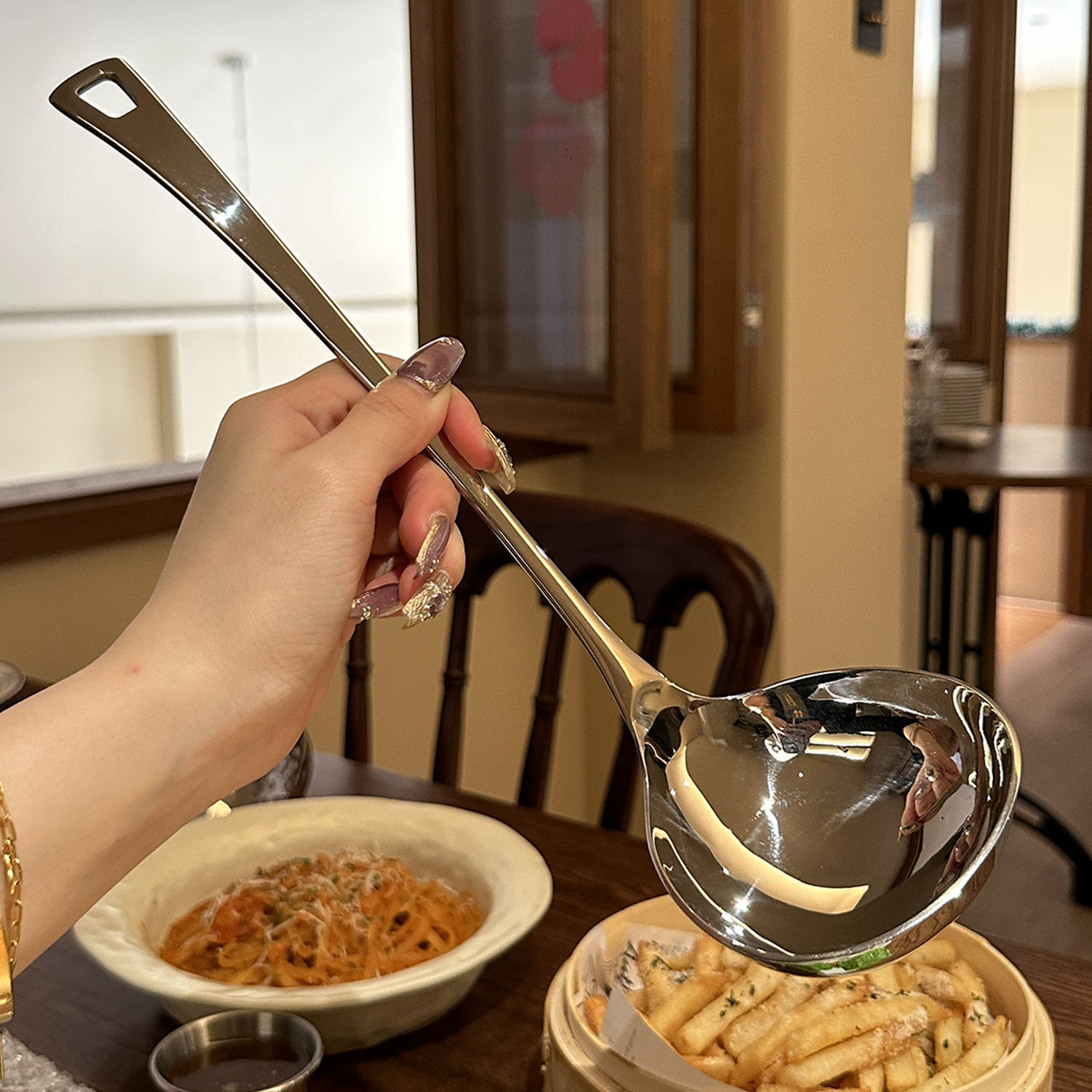 大号火锅汤勺!1810不锈钢公用勺烹饪厨具汤壳长柄加厚餐勺子粥勺