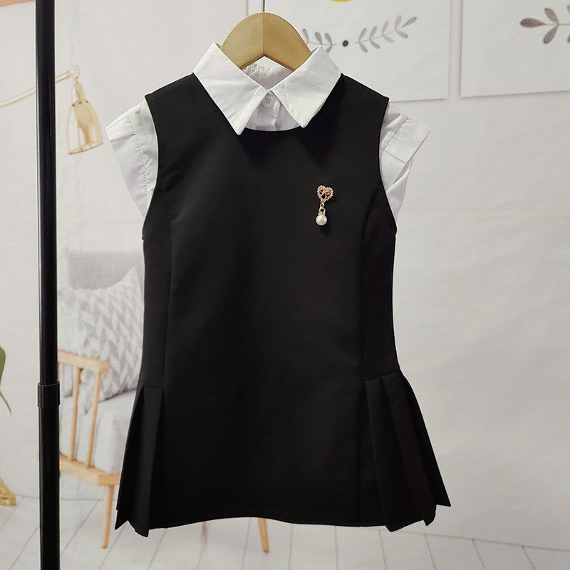 女童春秋洋气马甲裙2023新款背心裙西装西服连衣裙学院风百搭儿童
