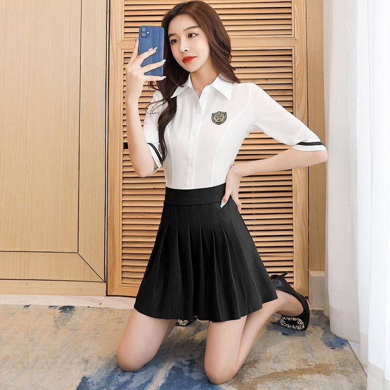 套装女酒店ktv百褶裙职业装沐足浴技师工作服2024年新款高端桑拿