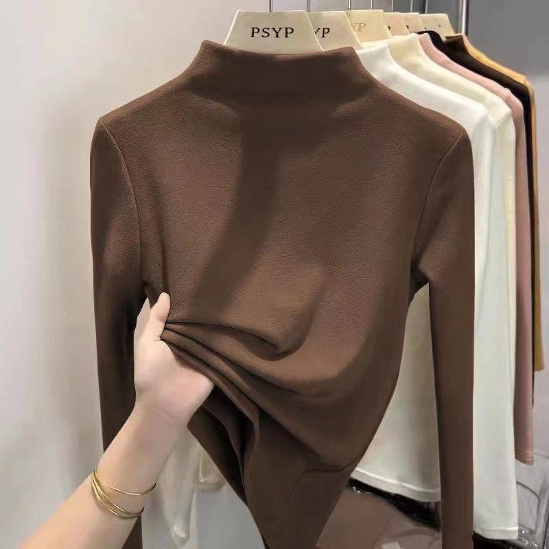 双面德绒半高领打底衫女内搭秋冬季长袖t恤大码妈妈加厚保暖上衣,女装/女士精品,大码内搭,淘宝优惠券,粉丝福利购,淘宝优惠卷