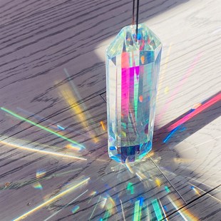 太阳捕手晶体长条棱光镜炫彩水晶立体流光彩虹光挂件阳光装饰礼物