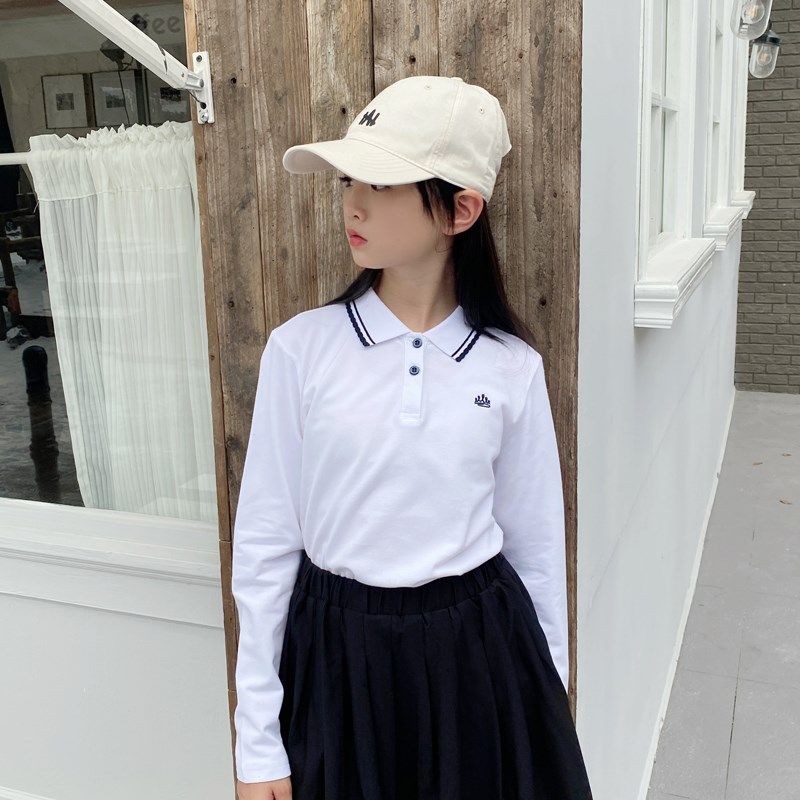 女童长袖POLO衫2025秋季新款花边儿童翻领有领T恤纯棉学院风校服,童装/婴儿装/亲子装,儿童POLO衫,淘宝优惠券,粉丝福利购,淘宝优惠卷