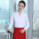 空姐白色衬衫 制服OL百搭衬衣 南航空乘面试装 女长袖 v领工作服修身