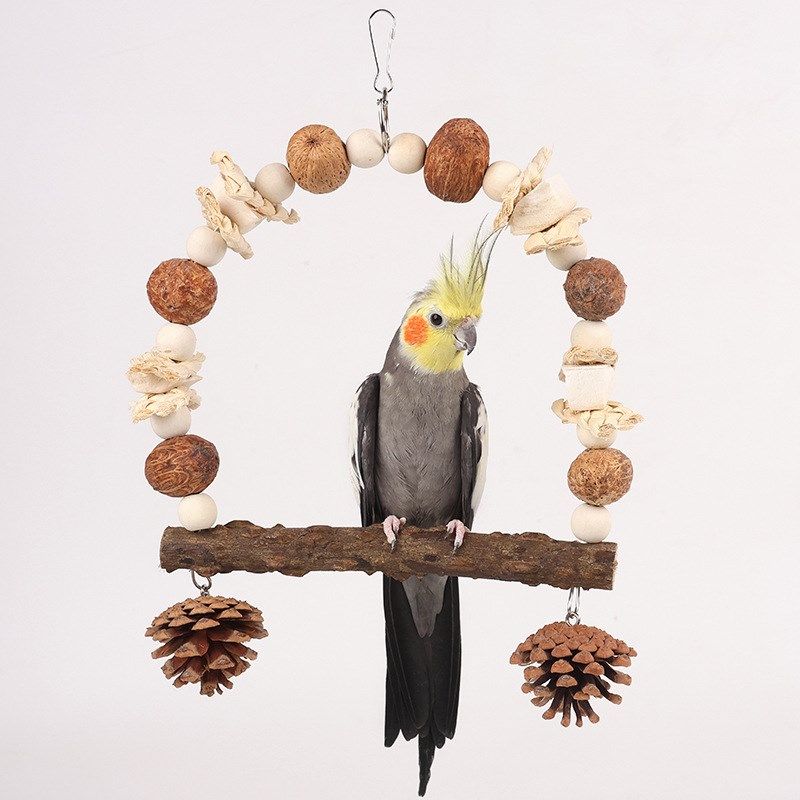 鸟用坚果松果野果墨鱼骨花椒木秋千鹦鹉玩具解闷自嗨啃咬套装